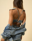 Denim Lab USA Backless Puffle Jumpsuit