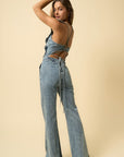 Denim Lab USA Backless Puffle Jumpsuit