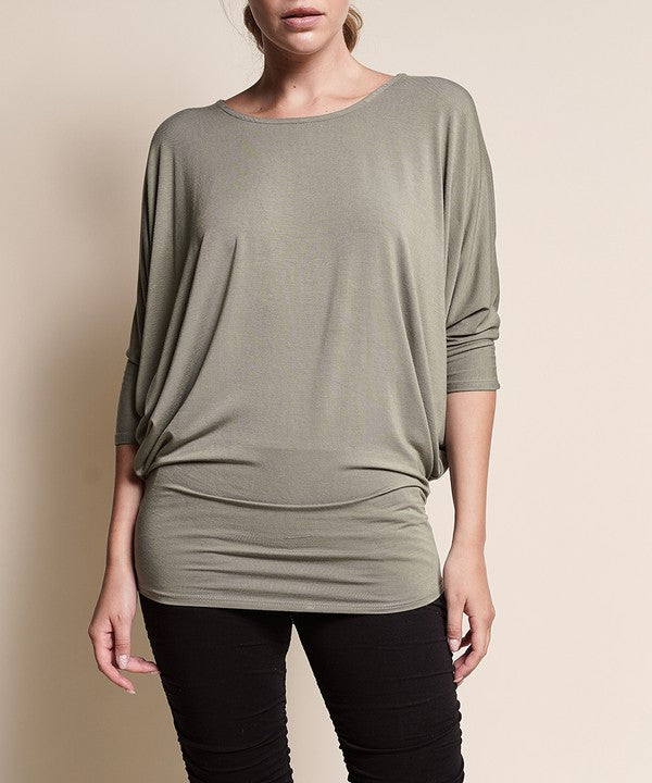 Fabina Bamboo Side Rouch Dolman Top