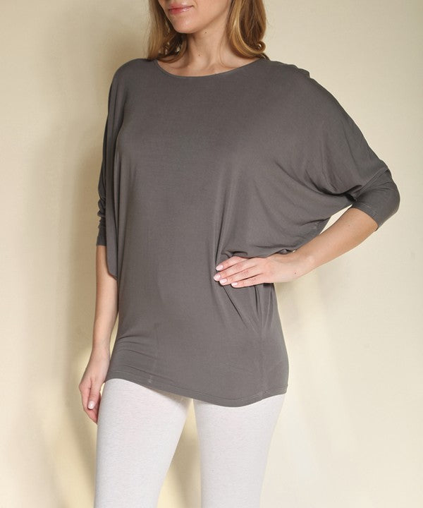 Fabina Bamboo Side Rouch Dolman Top