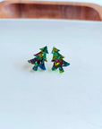 Christmas Tree Studs - Green Sparkle Earrings