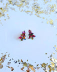 Christmas Tree Studs - Pink Sparkle Earrings