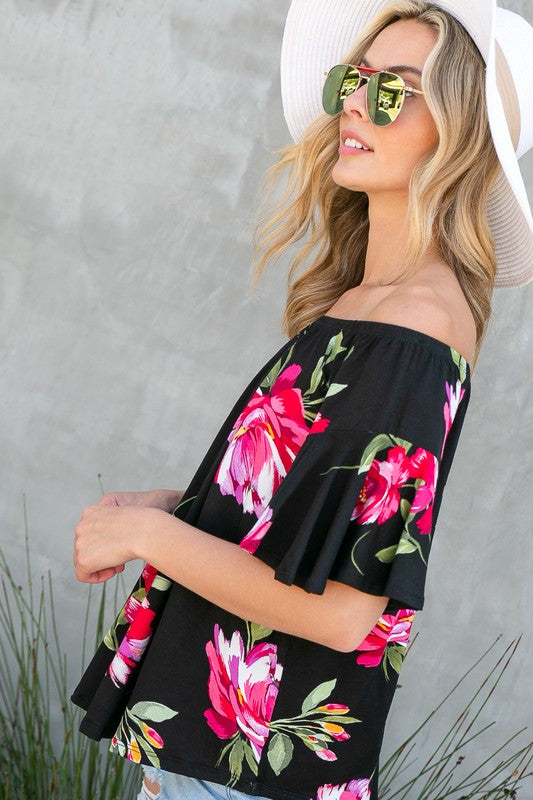 e Luna Floral Off Shoulder Top