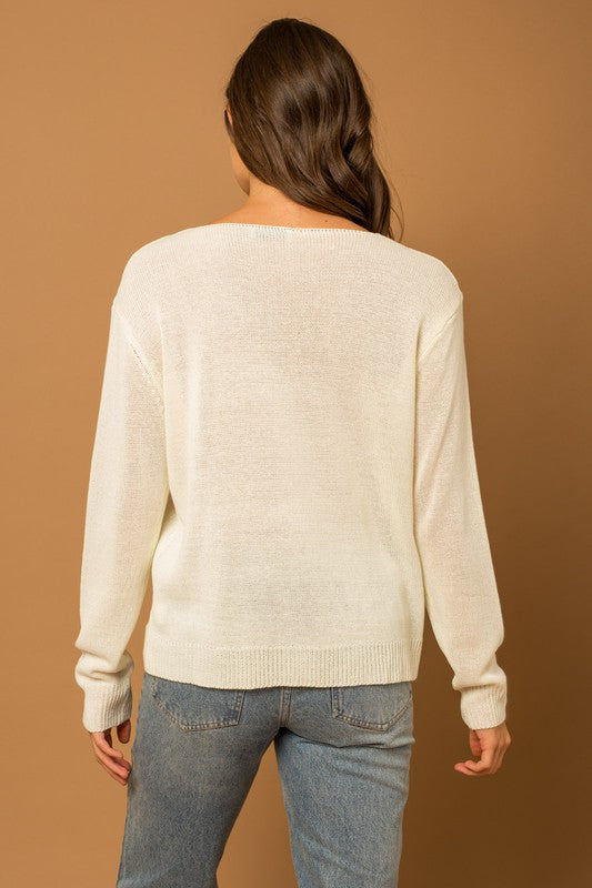 Gilli Round Neck Long Sleeve Sea Salt Sun Sweater