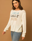 Gilli Round Neck Long Sleeve Sea Salt Sun Sweater