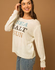 Gilli Round Neck Long Sleeve Sea Salt Sun Sweater