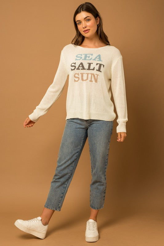 Gilli Round Neck Long Sleeve Sea Salt Sun Sweater