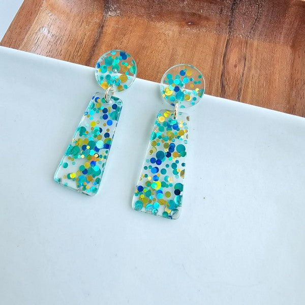 Mia - Aqua Confetti Earrings