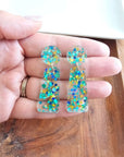 Mia - Aqua Confetti Earrings