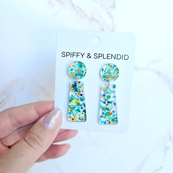 Mia - Aqua Confetti Earrings