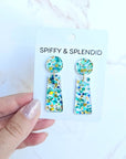 Mia - Aqua Confetti Earrings