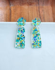 Mia - Aqua Confetti Earrings