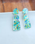 Mia - Aqua Confetti Earrings