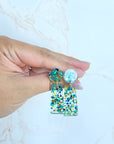 Mia - Aqua Confetti Earrings