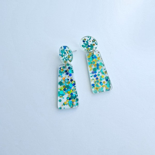 Mia - Aqua Confetti Earrings