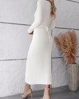 Ribbed Long Sleeve Midi Dress