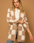 Gilli Checker Graphic Sweater Cardigan