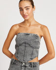 Denim Corset Tube Top