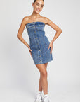 Emory Park Button Down Tube Denim Dress