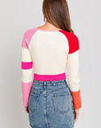 LE LIS Long Sleeve Color Block Stripe Knit Top