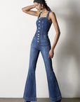 Insane Gene Front Buttons Jumpsuit with Flared Leg