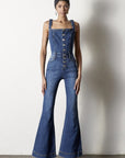 Insane Gene Front Buttons Jumpsuit with Flared Leg