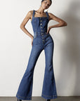 Insane Gene Front Buttons Jumpsuit with Flared Leg