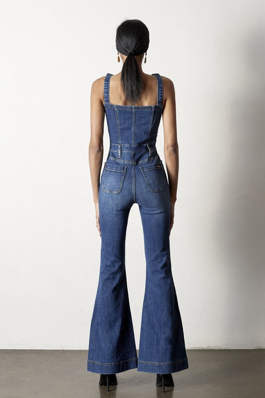 Insane Gene Front Buttons Jumpsuit with Flared Leg