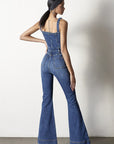 Insane Gene Front Buttons Jumpsuit with Flared Leg