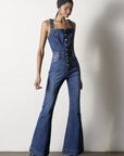 Insane Gene Front Buttons Jumpsuit with Flared Leg