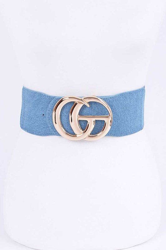 Plus Size CG Buckle Denim Elastic Belt