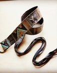 Turquoise Navajo Leather Belt w/ Leather Fringe