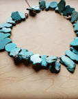 Chunky Blue Turquoise Slab Collar Necklace