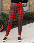 Julia Rose Red & Black Plaid Leggings