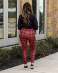 Julia Rose Red & Black Plaid Leggings