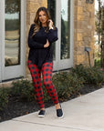 Julia Rose Red & Black Plaid Leggings