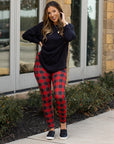 Julia Rose Red & Black Plaid Leggings