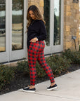 Julia Rose Red & Black Plaid Leggings