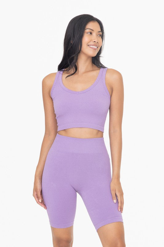 Mono B Ribbed Seamless Cropped Tank Top