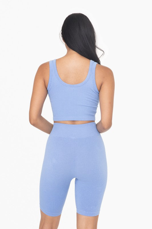 Mono B Ribbed Seamless Cropped Tank Top