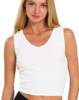 Zenana Ribbed Scoop Neck Cropped Sleeveless Top