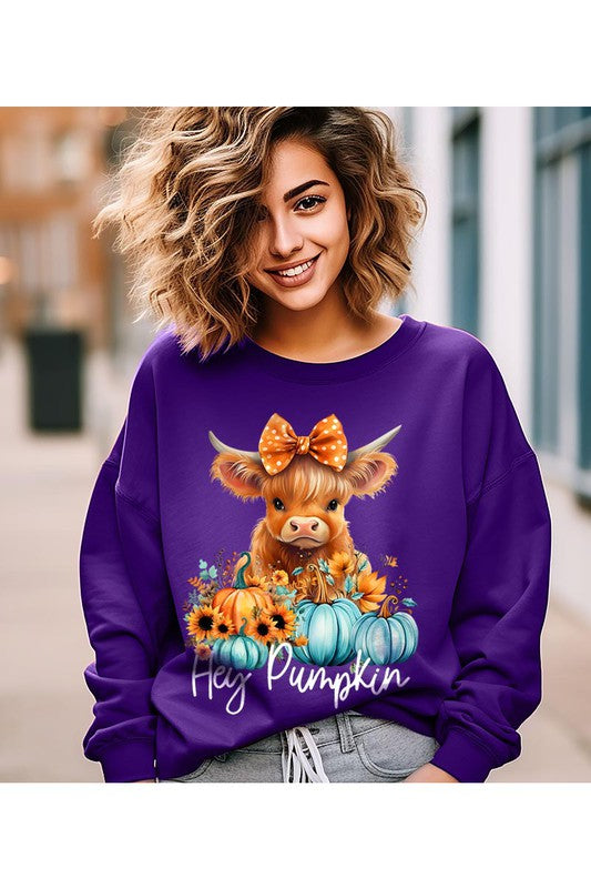 PLUS Hey Pumpkin Highland Cow Sweatshirt