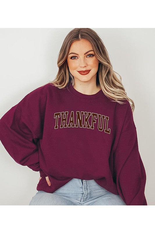 Thankful Thanksgiving Fleece Graphic Sweatshirt