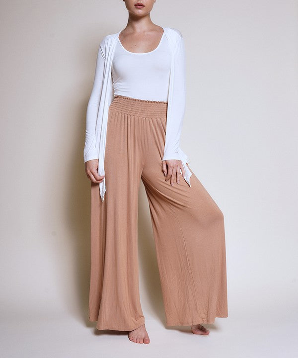 Fabina Smock Elastic Waist Maxi Palazzo Pant