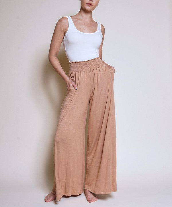 Fabina Smock Elastic Waist Maxi Palazzo Pant