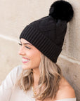 Chunky Knit Fur Pom Beanie