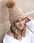 Chunky Knit Fur Pom Beanie