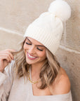 Chunky Knit Fur Pom Beanie