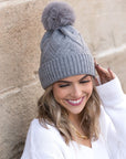 Chunky Knit Fur Pom Beanie