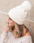 Chunky Knit Fur Pom Beanie